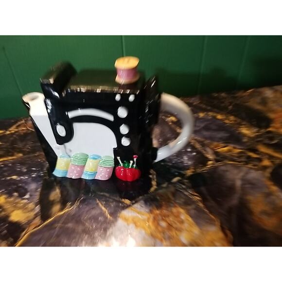 Wangs Sewing Machine Teapot Pincushion Hand painted - Picture 2 of 7